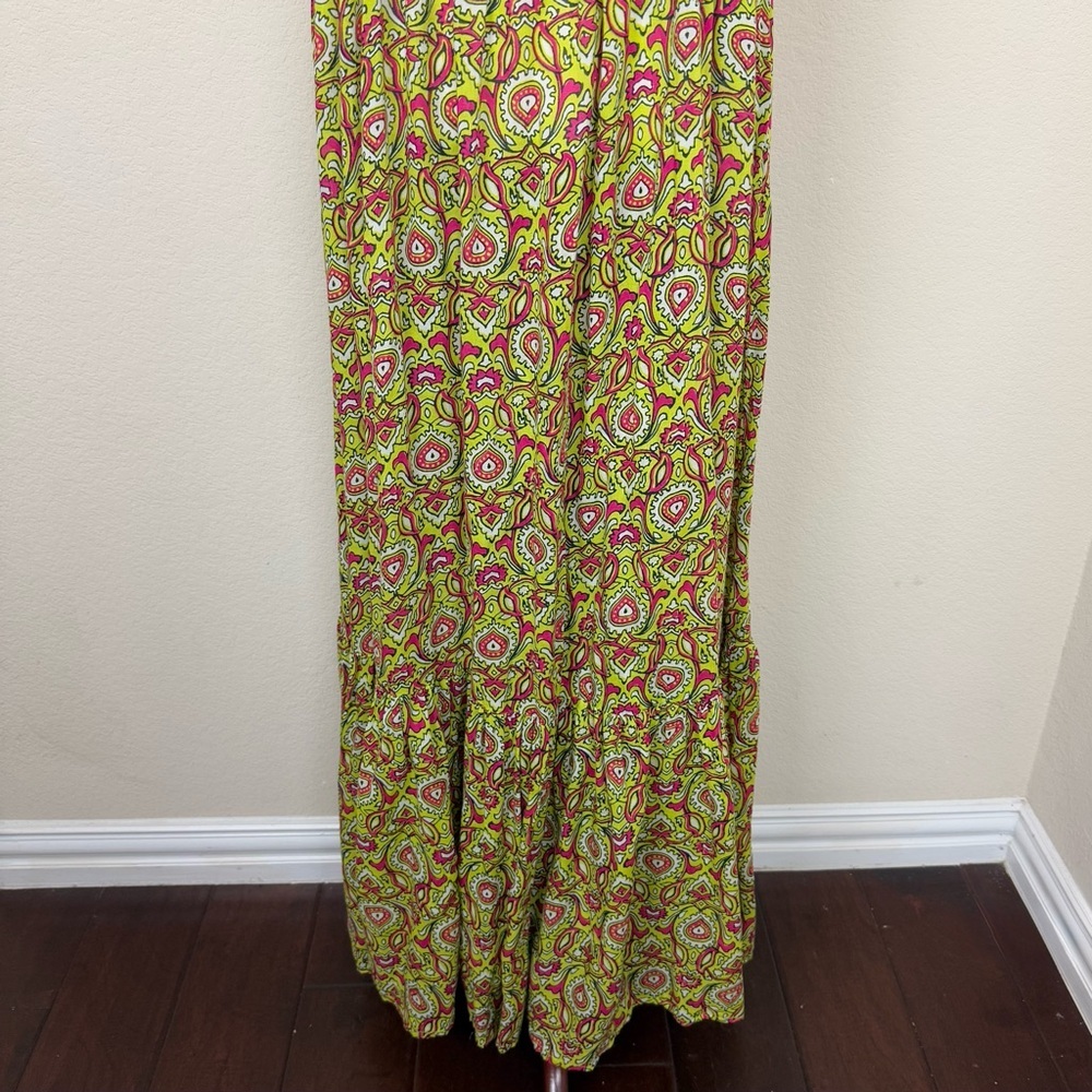 By Anthropologie‎ Flounced Maxi Lounge Dress in Citron Size Medium - Picture 11 of 14
